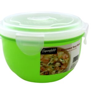 Dependable Industries Microwave Soup and Stew Maker Bowl Mug Noodles Steamer Ramen Oatmeal with Steam Vent and Splash Cover BPA-Free