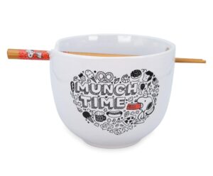 peanuts "munch time" 20-ounce ceramic ramen bowl and chopstick set