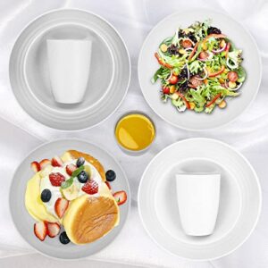 Wheat Straw Dinnerware Sets - Unbreakable Dinnerware Dishes Set for 4 (28-Pc) - Adult & Kids Plates and Bowls Sets - Plastic Plates Reusable, Cups, Cereal Bowls - Microwave Safe