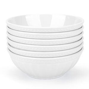 kx-ware 7-inch melamine bowls, 30-ounce salad/pasta/dinner bowls | set of 6, white