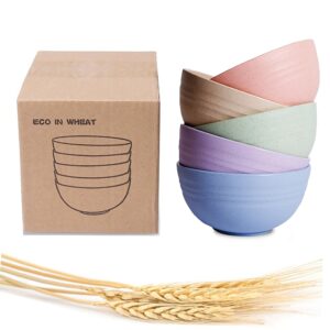 choary eco-friendly wheat straw bowls, 4.7 inches mini snacks bowl sets,unbreakable natural non-toxin mini bowls for fruits, microwave dishwasher safe bpa free set of 5.