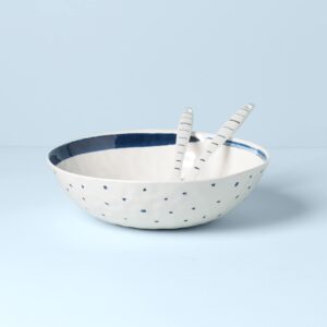 Lenox Blue Bay Melamine Salad Bowl with Servers, 1.45 LB, 0