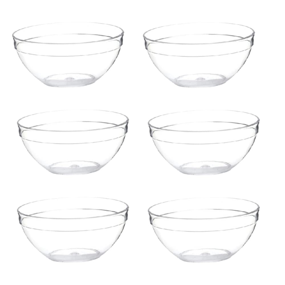 ONEWANGDAFA 6 Pcs Mini Prep Bowls Stackable Food Prep Bowl Multipurpose Clear Serving Bowls for Kitchen Prep Dessert Dips Salad Candy Dishes（It's not glass）