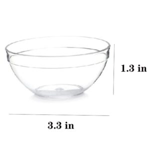 ONEWANGDAFA 6 Pcs Mini Prep Bowls Stackable Food Prep Bowl Multipurpose Clear Serving Bowls for Kitchen Prep Dessert Dips Salad Candy Dishes（It's not glass）