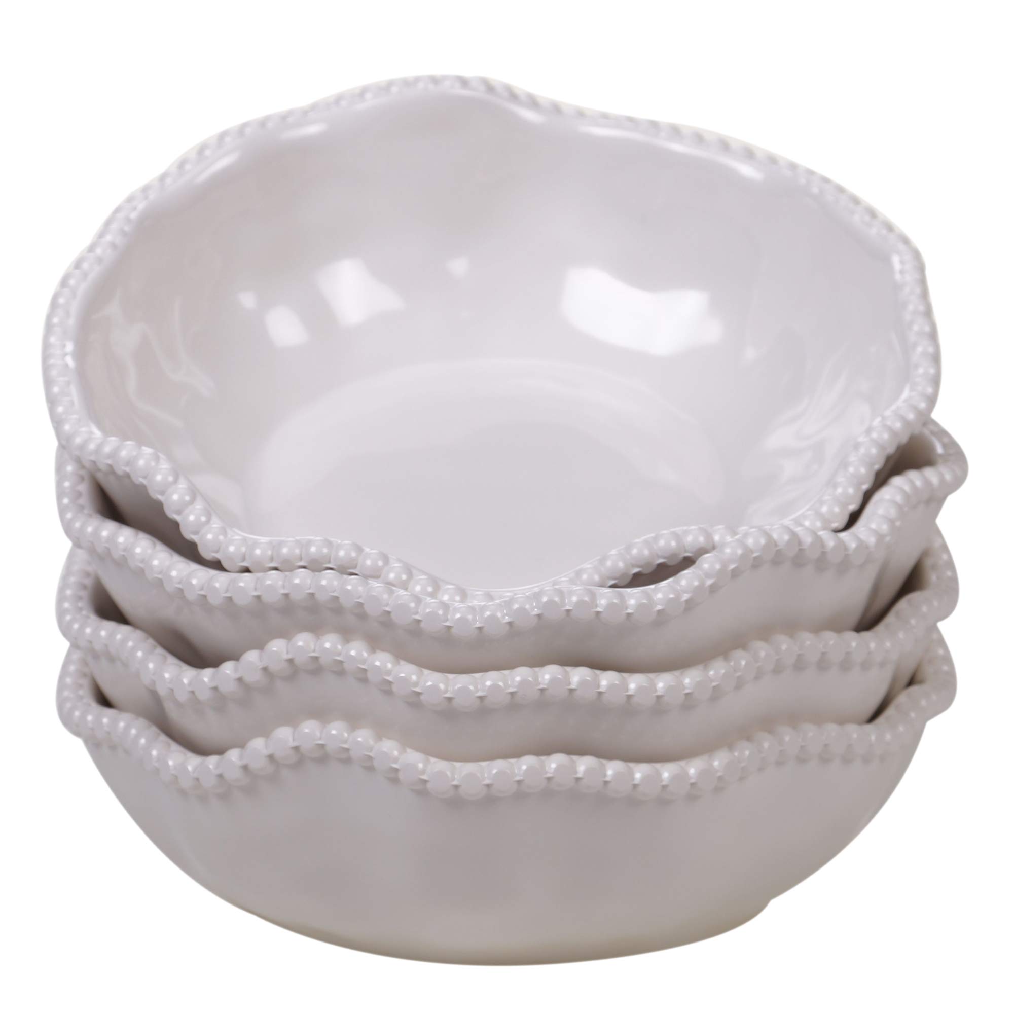 Certified International Cream Perlette Melamine All Purpose Bowls 7.5" x 2", Set of 4