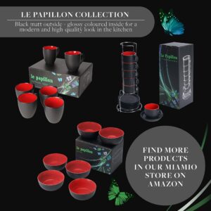 MIAMIO - 6 x 20.2 oz Stoneware Bowl Set Outside Black Inside Colourful - Le Papillon Collection