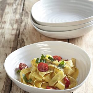 Portmeirion Sophie Conran White Pasta Serving Bowl | 12 Inch Serving Bowl for Salad, Pasta, and Fruit | Made from Fine Porcelain | Dishwasher and Microwave Safe