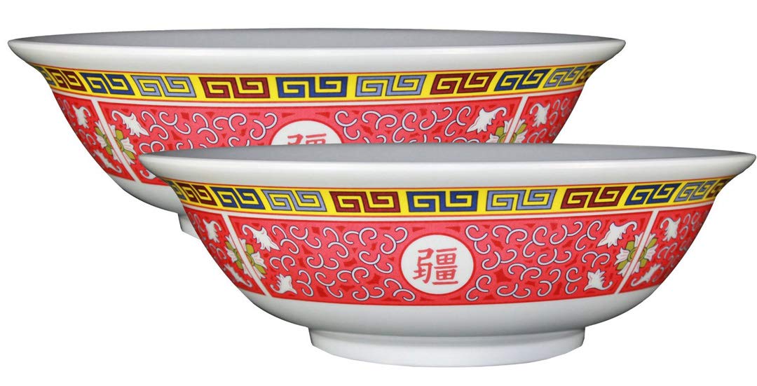 Happy Sales, set of 2 Melamine Oriental Pho Noodle Soup Bowl, 52 Ounce, Longevity Design