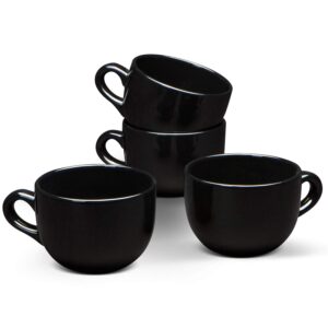 serami oversized ceramic coffee mug with handle - large 22 oz coffee cup, perfect for latte, cappuccino, soup, cereal - ideal for everyday use - ceramic bowl set, large coffee mug set (black 4 pack)
