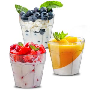 Foraineam 100 Pack 5 oz Mini Dessert Cups with Spoons, Clear Plastic Parfait Appetizer Cup, Disposable Reusable Serving Bowl for Party Desserts, Appetizers, Puddings, Mousse, Fruit Parfait