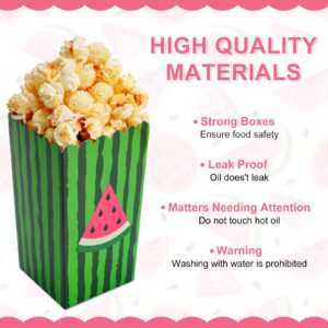 Whaline 24 Pack Watermelon Popcorn Boxes Snack Treat Favor Boxes Melon Print Candy Cookie Container for Watermelon Theme Birthday Favors Movie Night Party Supplies Decoration, 2 Design