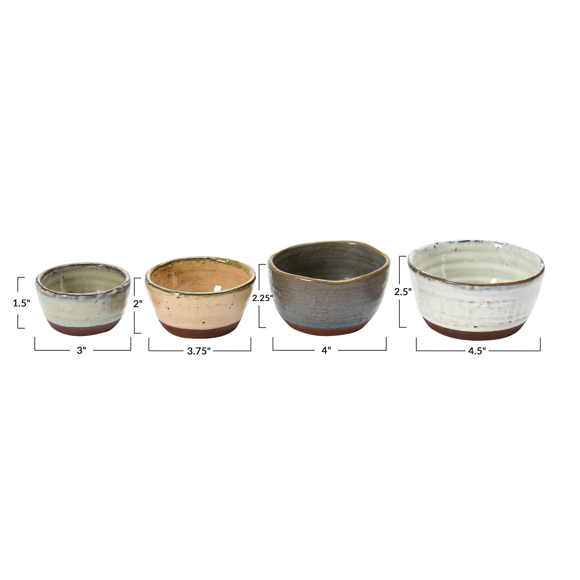 Creative Co-Op Stoneware Reactive Glaze Finish, Set of 4 Bowl, Multicolored, 4