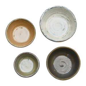 Creative Co-Op Stoneware Reactive Glaze Finish, Set of 4 Bowl, Multicolored, 4