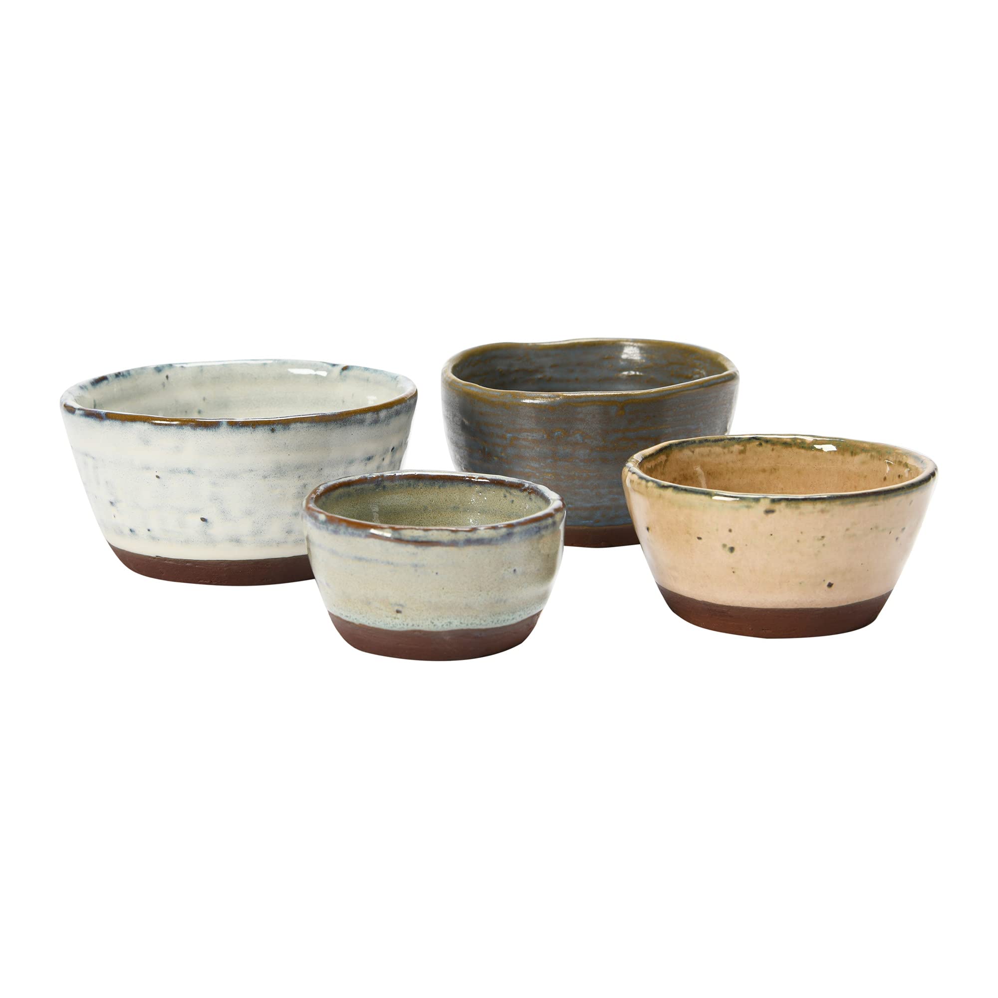 Creative Co-Op Stoneware Reactive Glaze Finish, Set of 4 Bowl, Multicolored, 4