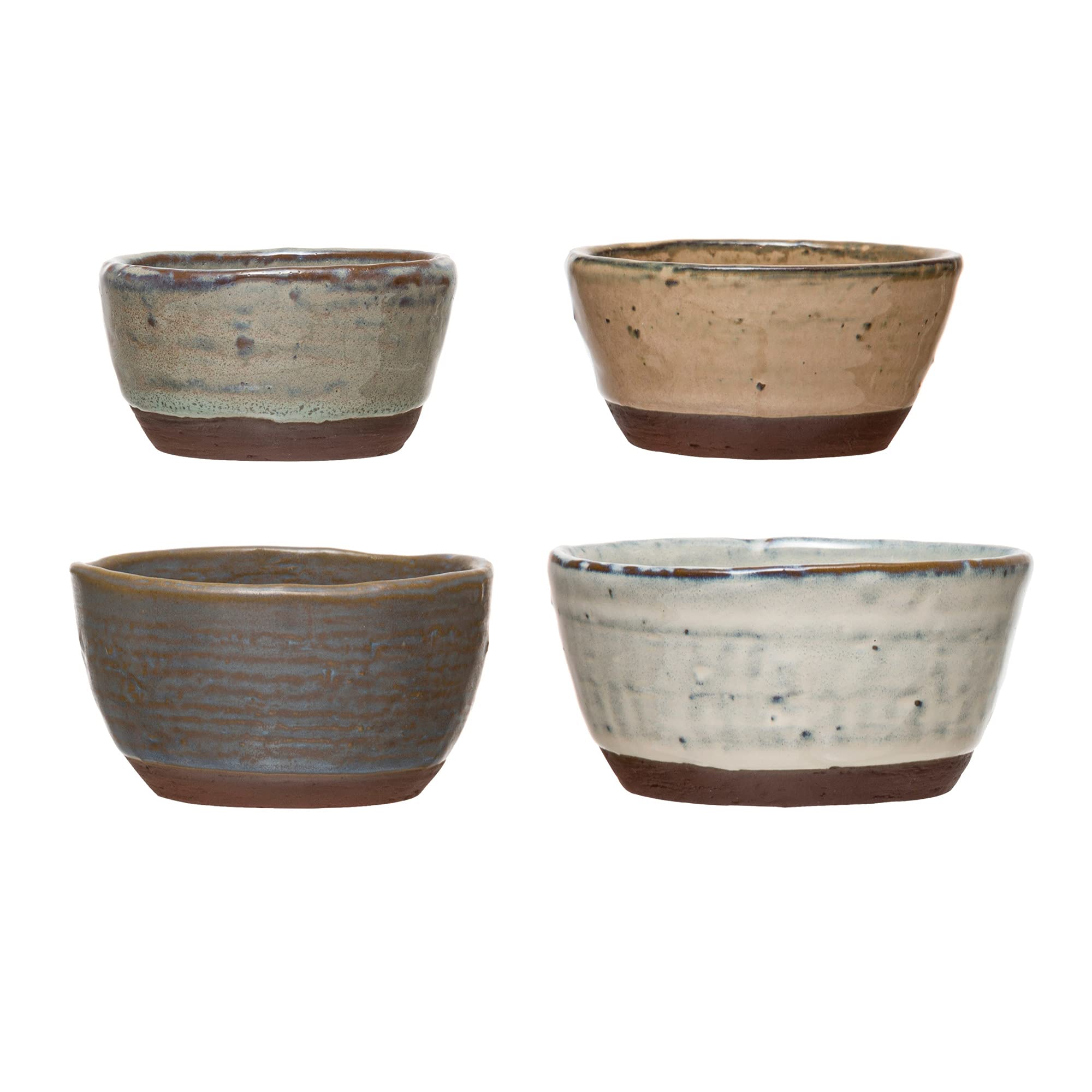 Creative Co-Op Stoneware Reactive Glaze Finish, Set of 4 Bowl, Multicolored, 4