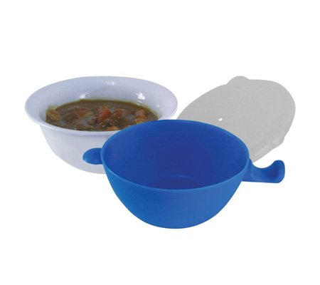 Cool Touch Microwave Safe 3 Piece Bowl Set, 24 Oz - Heat, Eat And Store All In One - Quality Ceramic Bowl, Heat Holder And Lid - Easy Clean Dishwasher Safe - Microwave Bowl, Blue