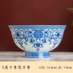 XIALON 15.8cm 6in Jingdezhen Enamel Color Pottery Bowl Rice High-grade Antique Custom Shou Bowl Bone China