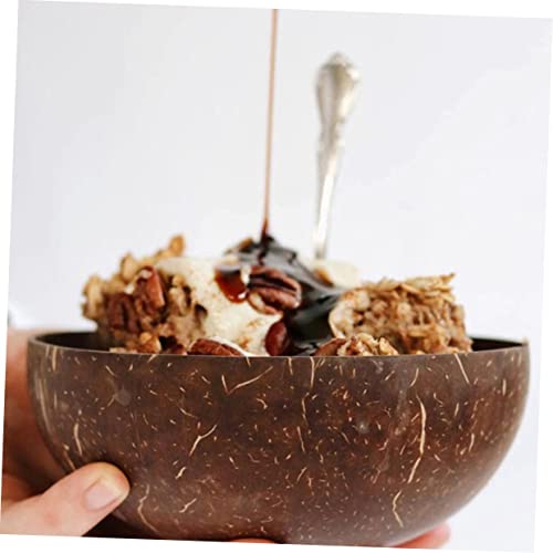 Holibanna 2 Pcs Coconut Shell Rice Bowl Pasta Containers Rice Bowls Japanese Ornament Container Ramen Bowls Ice Cream Bowl Wooden Storage Bowl Coconuts Snack Bowl Salad Storage Bowl Salad