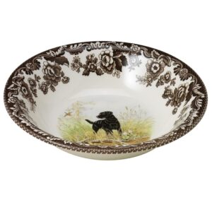 spode woodland ascot cereal bowl, black labrador, 8” | perfect for oatmeal, salads, and desserts | made in england from fine earthenware | microwave and dishwasher safe
