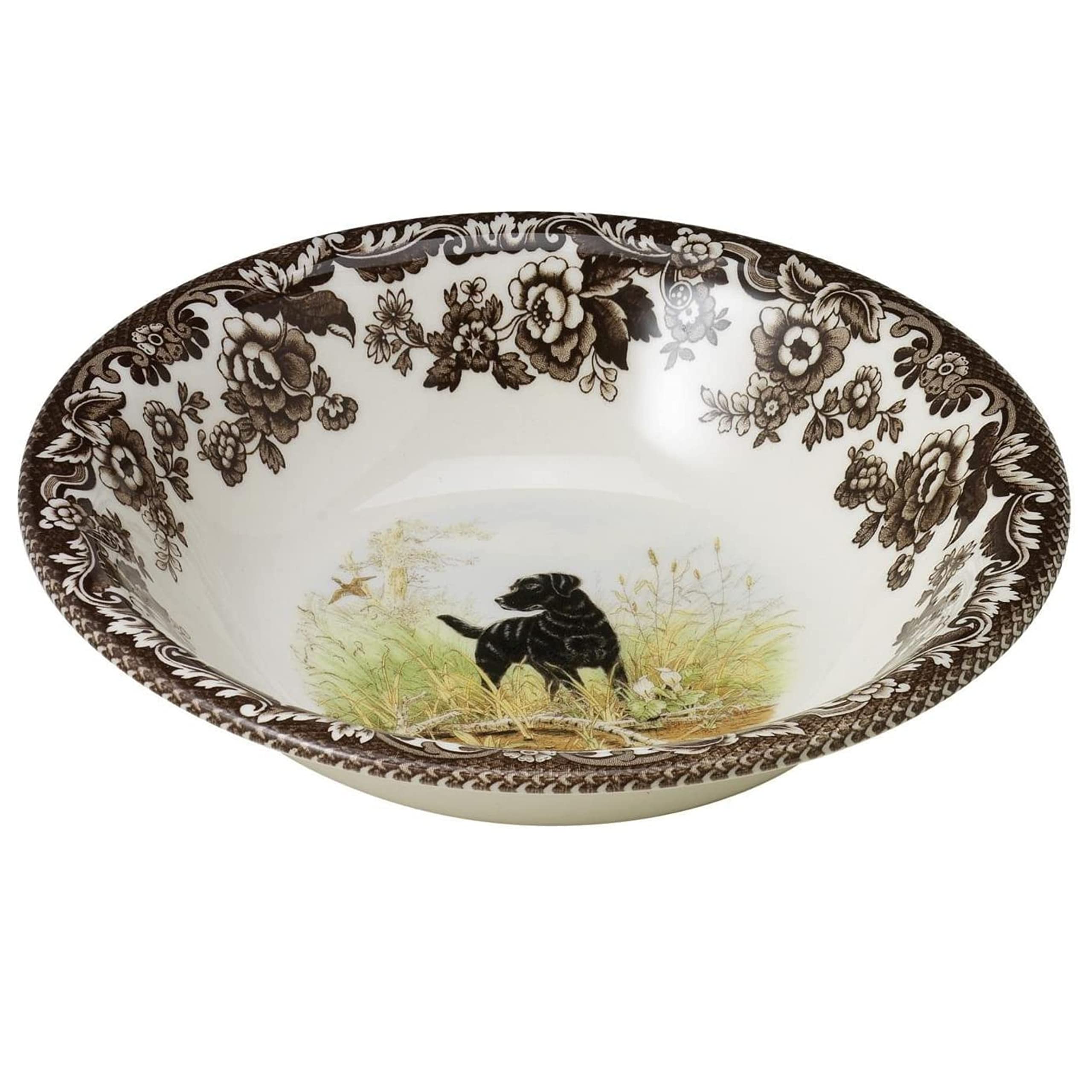 Spode Woodland Ascot Cereal Bowl, Black Labrador, 8” | Perfect for Oatmeal, Salads, and Desserts | Made in England from Fine Earthenware | Microwave and Dishwasher Safe