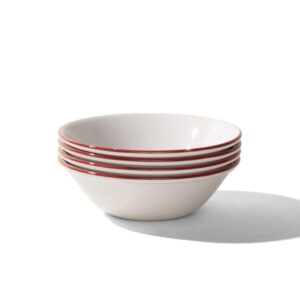 made in cookware - set of 4 - side bowls - white with red rim - porcelain - crafted in england