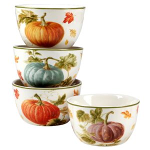 certified international autumn harvest set 5.5" ice cream/dessert bowls, set of 4, multicolor