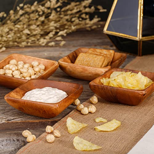 Set of 4 acacia dipping bowl set natural and handmade wood bowl, ideal for olives, nuts and small snacks serving bowls, sauce bowl, snack bowl can be used as home decoration and table decoration