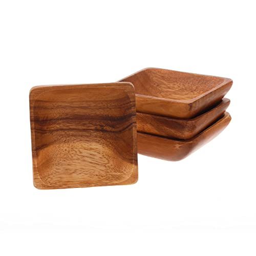 Set of 4 acacia dipping bowl set natural and handmade wood bowl, ideal for olives, nuts and small snacks serving bowls, sauce bowl, snack bowl can be used as home decoration and table decoration