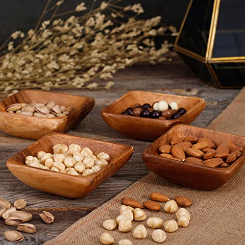 Set of 4 acacia dipping bowl set natural and handmade wood bowl, ideal for olives, nuts and small snacks serving bowls, sauce bowl, snack bowl can be used as home decoration and table decoration