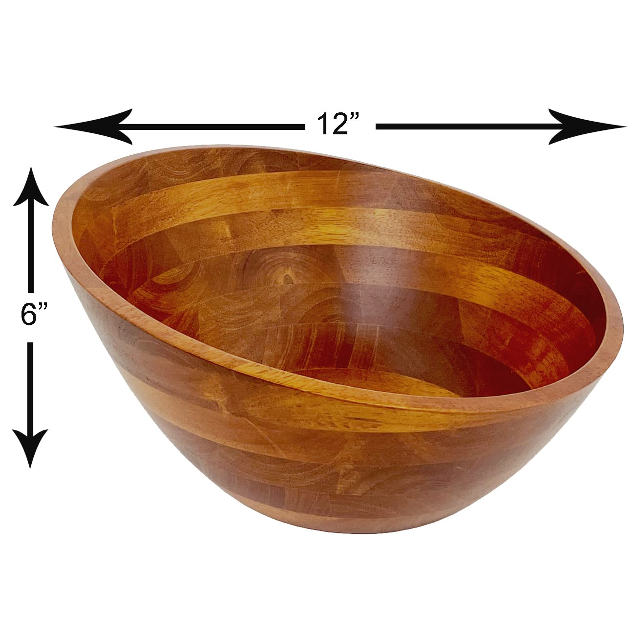 Woodard & Charles 3 Piece 12" Angle Wood Salad Bowl and Servers Set, Cherry