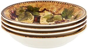 certified international gilded wine soup/pasta bowls (set of 4), 9.25" x 1.5", multicolor