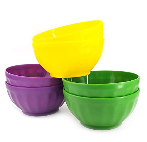 Unbreakable 28-ounce Plastic Bowls Reusable Set of 12 Colored Salad Bowls for Parties, Dishwasher safe, BPA Free