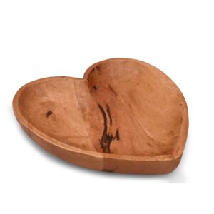 heart shaped wooden salad bowl, fruit bowl, candy bowl, decorative wood bowl, hand-crafted, eco-friendly, large 10”(w) x 10” (l) x 2” (h)