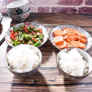 Japanese Style Rice Bowls set of 4, 5 Inch Ceramic Rice Bowls