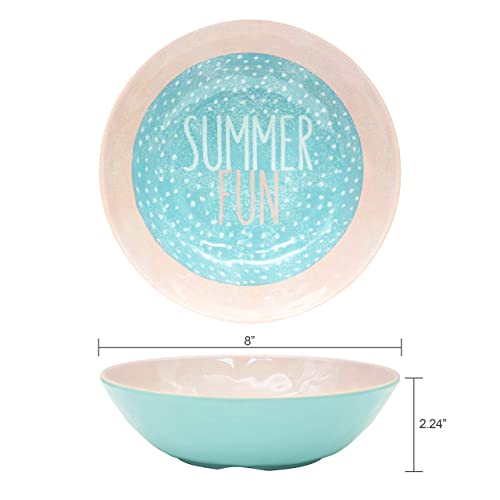 Zak Designs Dinnerware Sets for Indoors and Outdoors, 12 Pieces Melamine Plastic Plate and Bowls for Dinnertime with Family (Summer Prints Pink Tropics)