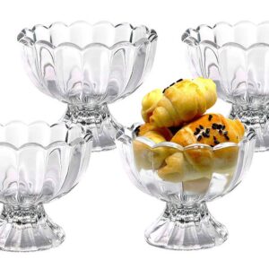 VanEnjoy Glass Bowl Set in Safe Package - Mini Prep, Dip, Dessert, Ice Cream, Bar Snack Dish Bowls - Set of 4, 4 Oz