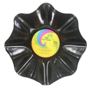 vinyl record bowl hand made using a neil diamond record album recycled