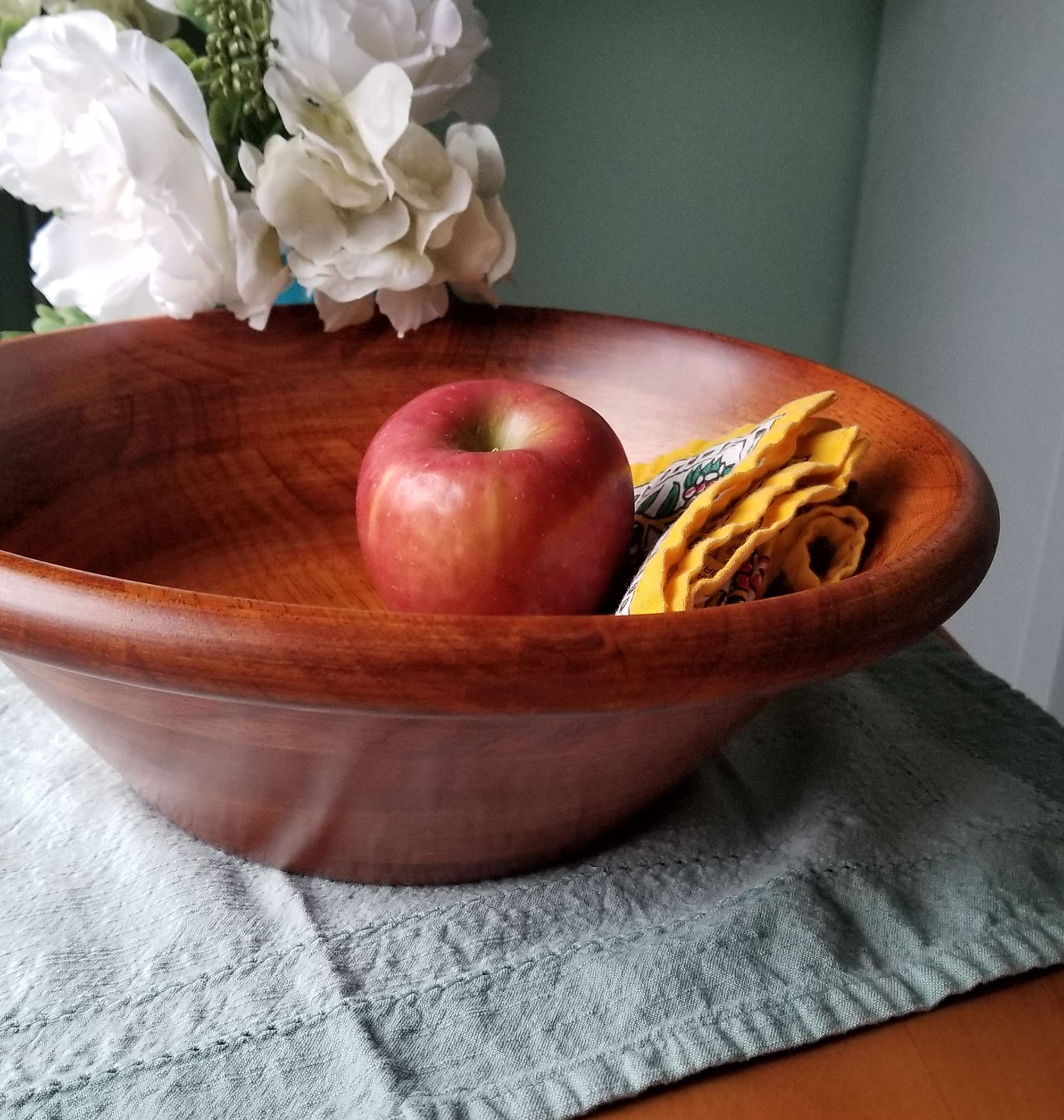 Lipper International Cherry Finished Round Rim Bowl for Salads or Fruit, 12" Diameter x 4" Height, Single Bowl