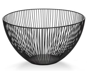ibwell wire fruit basket fruit bowl kitchen fruit basket stand fruit bowls for the counters metal fruit bowl(round black)