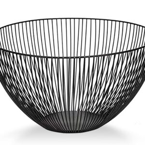 IBWell Wire Fruit Basket Fruit Bowl Kitchen Fruit Basket Stand Fruit Bowls for the Counters Metal Fruit Bowl(Round Black)