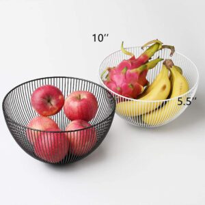 IBWell Wire Fruit Basket Fruit Bowl Kitchen Fruit Basket Stand Fruit Bowls for the Counters Metal Fruit Bowl(Round Black)