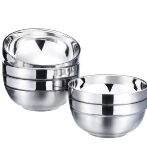 gobos premium 304 stainless steel bowls set, double walled insulated, nesting serving bowls without lids in kitchen for soup, rice, ice cream, kids snacks, 5 pack, 13oz capacity