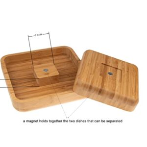 Mateda Bamboo Pistachio Snack Bowl Double Dish Nut Bowl with Shell Storage, 9.5" x 9.5" x 3.8"