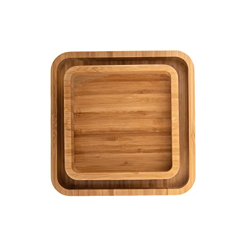 Mateda Bamboo Pistachio Snack Bowl Double Dish Nut Bowl with Shell Storage, 9.5" x 9.5" x 3.8"