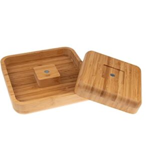 Mateda Bamboo Pistachio Snack Bowl Double Dish Nut Bowl with Shell Storage, 9.5" x 9.5" x 3.8"