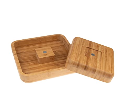 Mateda Bamboo Pistachio Snack Bowl Double Dish Nut Bowl with Shell Storage, 9.5" x 9.5" x 3.8"