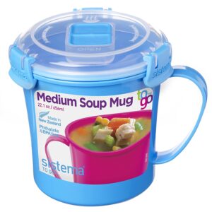 sistema to go collection microwave soup mug, 22 oz, blue(2pk)2