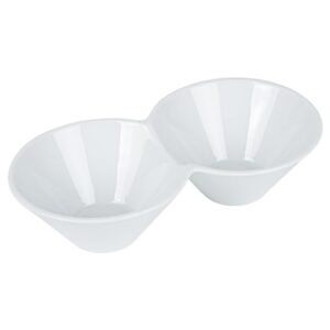 Restaurantware 9.1 x 4.9 x 2.3 Inch Double Dip Bowls 1 Microwave-Safe Condiment Server - 2 Compartments Microwave-Safe White Porcelain Dip Tray Dishwasher-safe For Snacks Relish Condiments Or Toppings