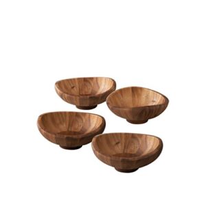 nambe Butterfly Individual Salad Bowls | Set of 4 | Serve Condiments, Dip, Sauce, Nuts, Olive, Salsa | Vegetable Prep Bowls | Made of Acacia Wood | Designed by Sean O’Hara (38-Oz)