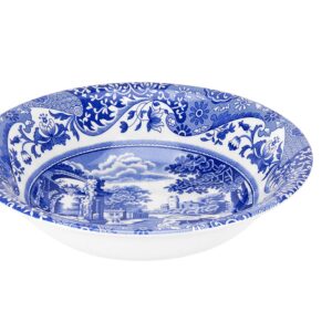 Spode Blue Italian Cereal Bowl | Set of 4 | Oatmeal, Cereal, and Rice Bowl | Made of Earthenware | 6.5-Inches | Dishwasher and Microwave Safe | Made in England